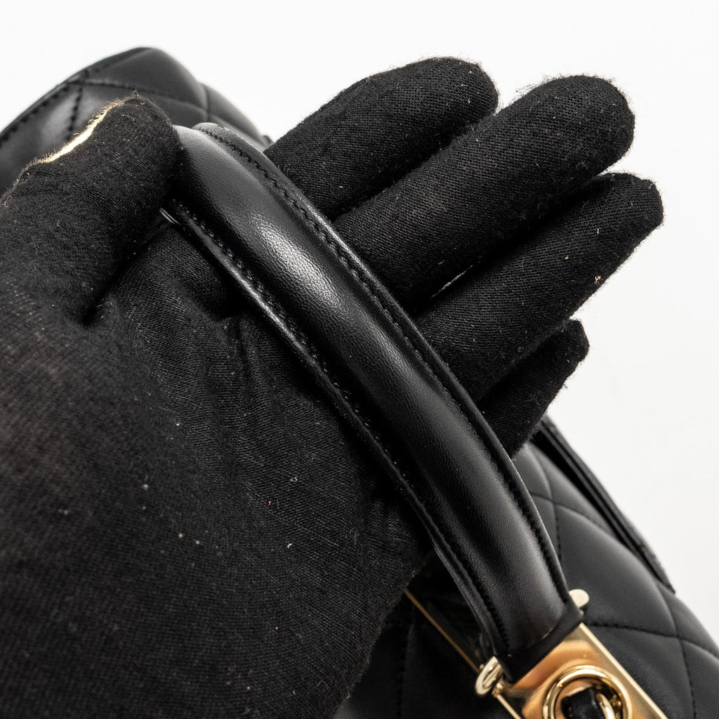 CHANEL TOP HANDLE TRENDY CC FLAP BAG LAMBSKIN BLACK LGHW