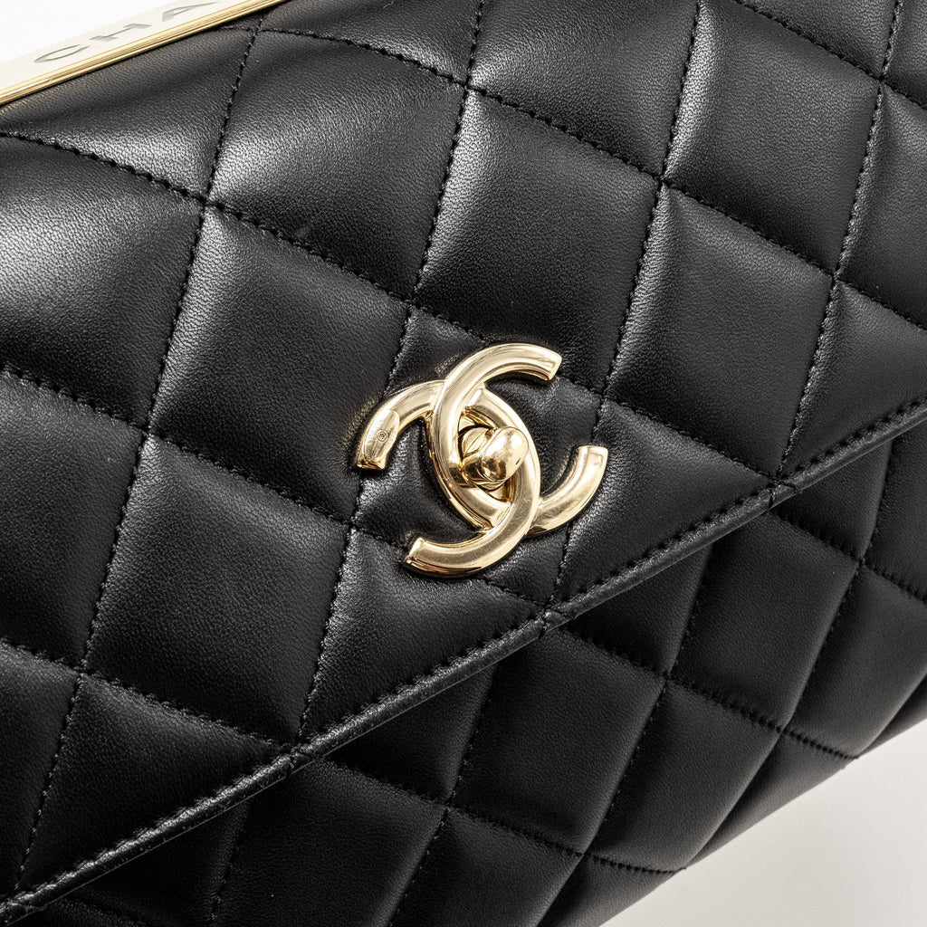 CHANEL TOP HANDLE TRENDY CC FLAP BAG LAMBSKIN BLACK LGHW