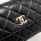 CHANEL TOP HANDLE TRENDY CC FLAP BAG LAMBSKIN BLACK LGHW