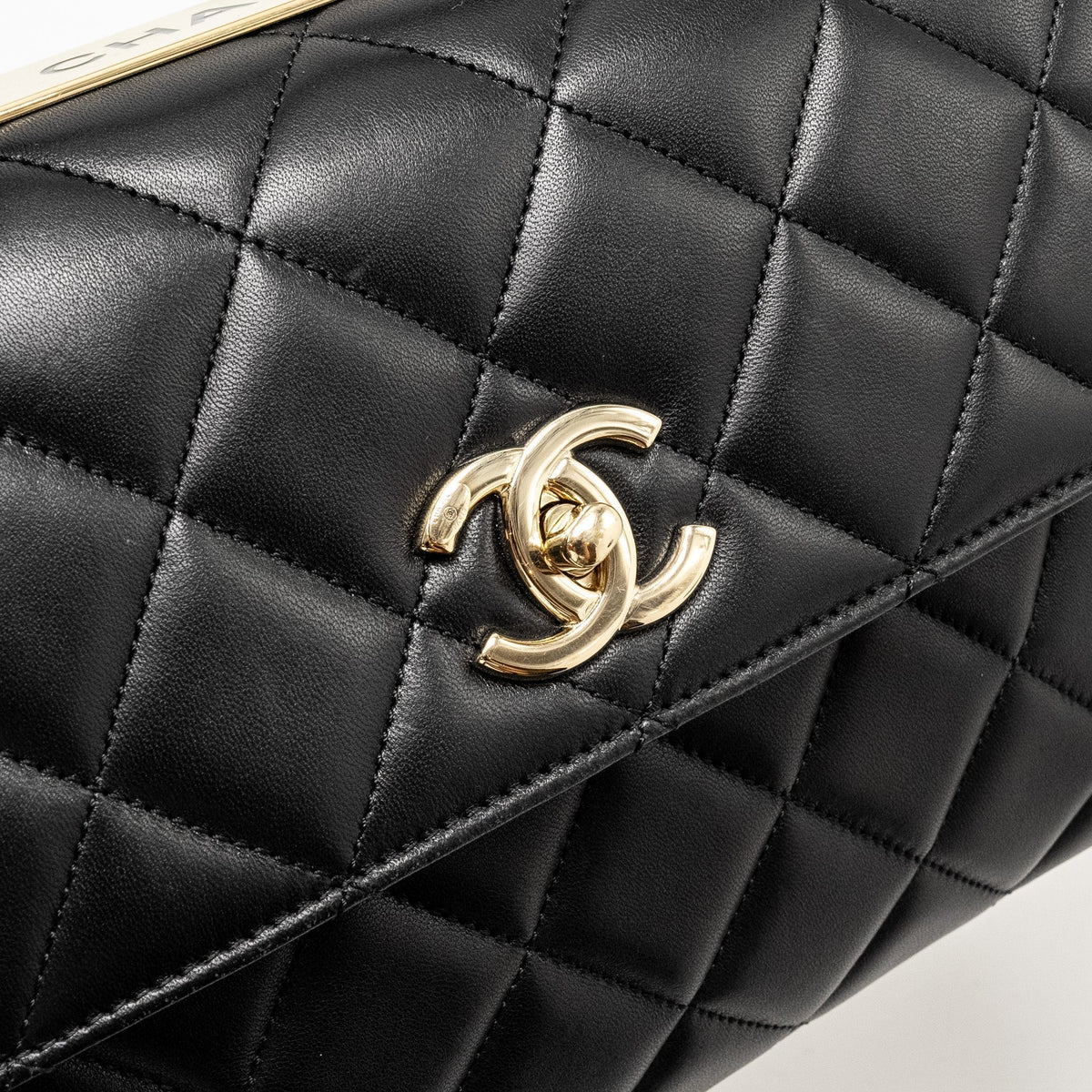 CHANEL TOP HANDLE TRENDY CC FLAP BAG LAMBSKIN BLACK LGHW