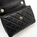 CHANEL TOP HANDLE TRENDY CC FLAP BAG LAMBSKIN BLACK LGHW