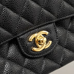 CHANEL MEDIUM CLASSIC DOUBLE FLAP BAG CAVIAR BLACK GHW (MICROCHIP)