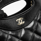 CHANEL MINI 31 CLUTCH WITH CHAIN SHINY LAMBSKIN BLACK LGHW (MICROCHIP)