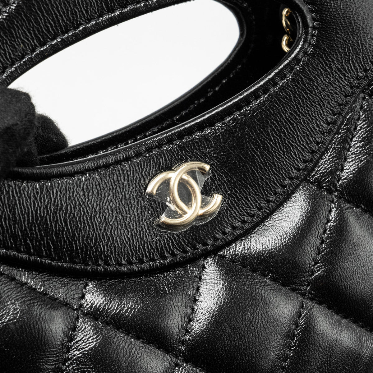 CHANEL MINI 31 CLUTCH WITH CHAIN SHINY LAMBSKIN BLACK LGHW (MICROCHIP)