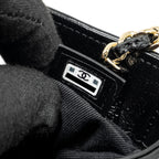 CHANEL MINI 31 CLUTCH WITH CHAIN SHINY LAMBSKIN BLACK LGHW (MICROCHIP)