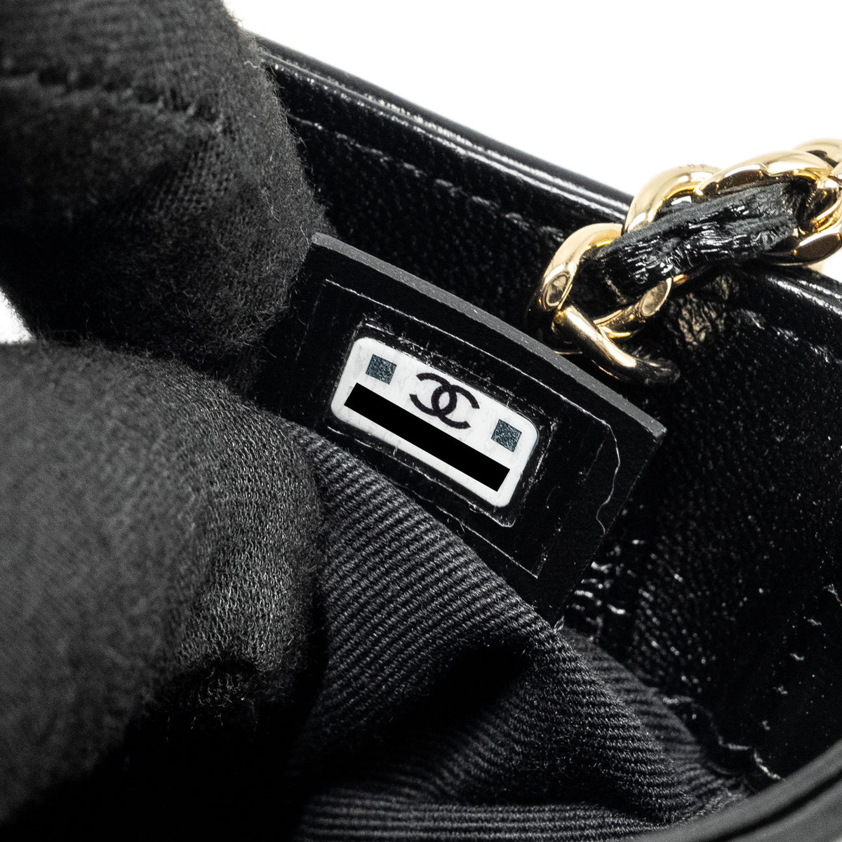 CHANEL MINI 31 CLUTCH WITH CHAIN SHINY LAMBSKIN BLACK LGHW (MICROCHIP)