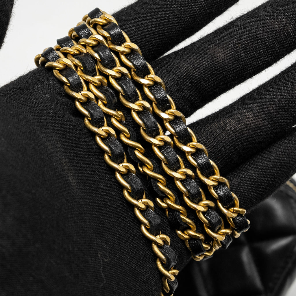 CHANEL TOP HANDLE LONG VANITY WITH CHAIN LAMBSKIN BLACK GHW