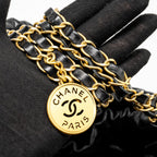 CHANEL MEDIUM 22 BAG GOLD LETTER SHINY CALFSKIN BLACK GHW (MICROCHIP)