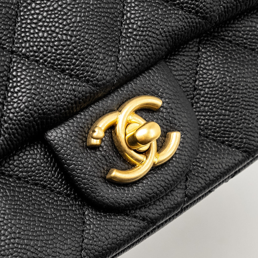 CHANEL COCO LOVE FLAP BAG WITH ADJUSTABLE CHAIN CAVIAR BLACK GHW (MICROCHIP)
