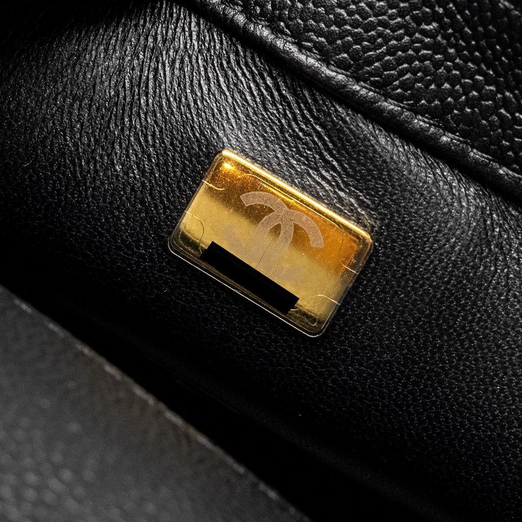 CHANEL COCO LOVE FLAP BAG WITH ADJUSTABLE CHAIN CAVIAR BLACK GHW (MICROCHIP)