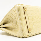 HERMES BIRKIN 25 SPECIAL ORDER MAT ALLIGATOR MISSISSIPPIENSIS VANILLE / GRIS PERLE LGHW