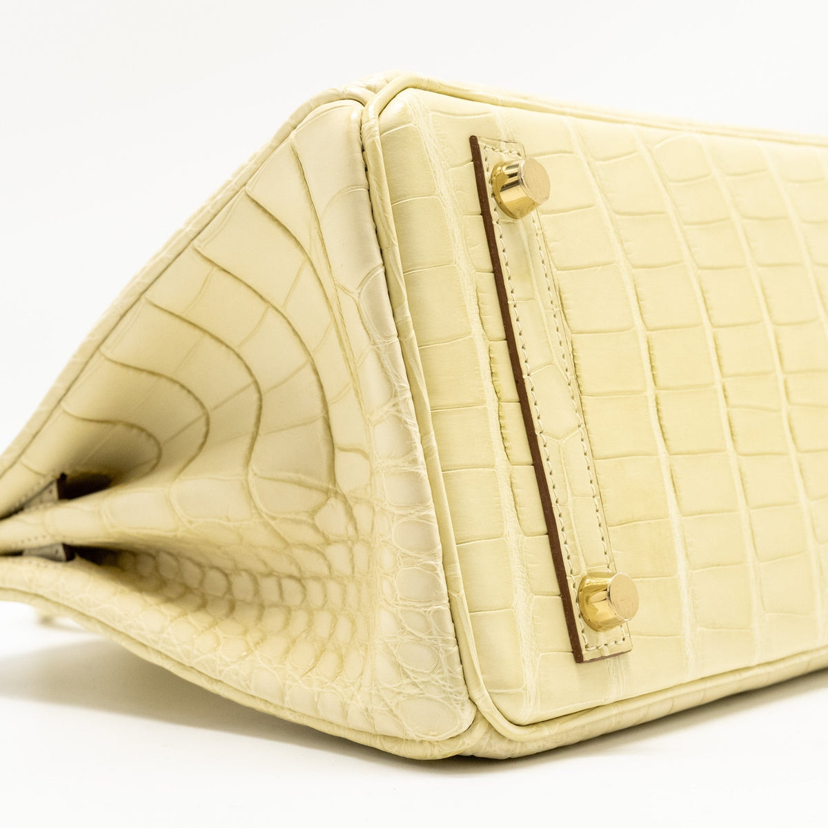 HERMES BIRKIN 25 SPECIAL ORDER MAT ALLIGATOR MISSISSIPPIENSIS VANILLE / GRIS PERLE LGHW