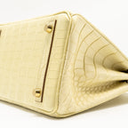 HERMES BIRKIN 25 SPECIAL ORDER MAT ALLIGATOR MISSISSIPPIENSIS VANILLE / GRIS PERLE LGHW