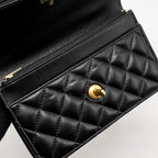 CHANEL LETTER LOGO TOP HANDLE WALLET ON CHAIN LAMBSKIN BLACK GHW (MICROCHIP)