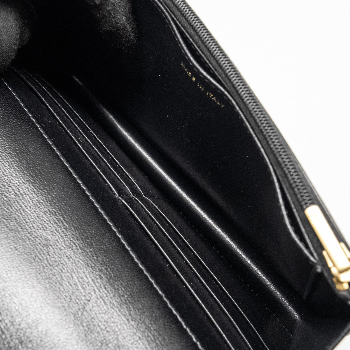 CHANEL LETTER LOGO TOP HANDLE WALLET ON CHAIN LAMBSKIN BLACK GHW (MICROCHIP)