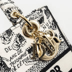 DIOR MEDIUM LADY D-LITE BAG PLAN DE PARIS EMBROIDERY CANVAS BLACK/WHITE LGHW