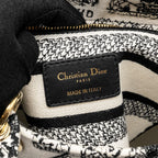 DIOR MEDIUM LADY D-LITE BAG PLAN DE PARIS EMBROIDERY CANVAS BLACK/WHITE LGHW