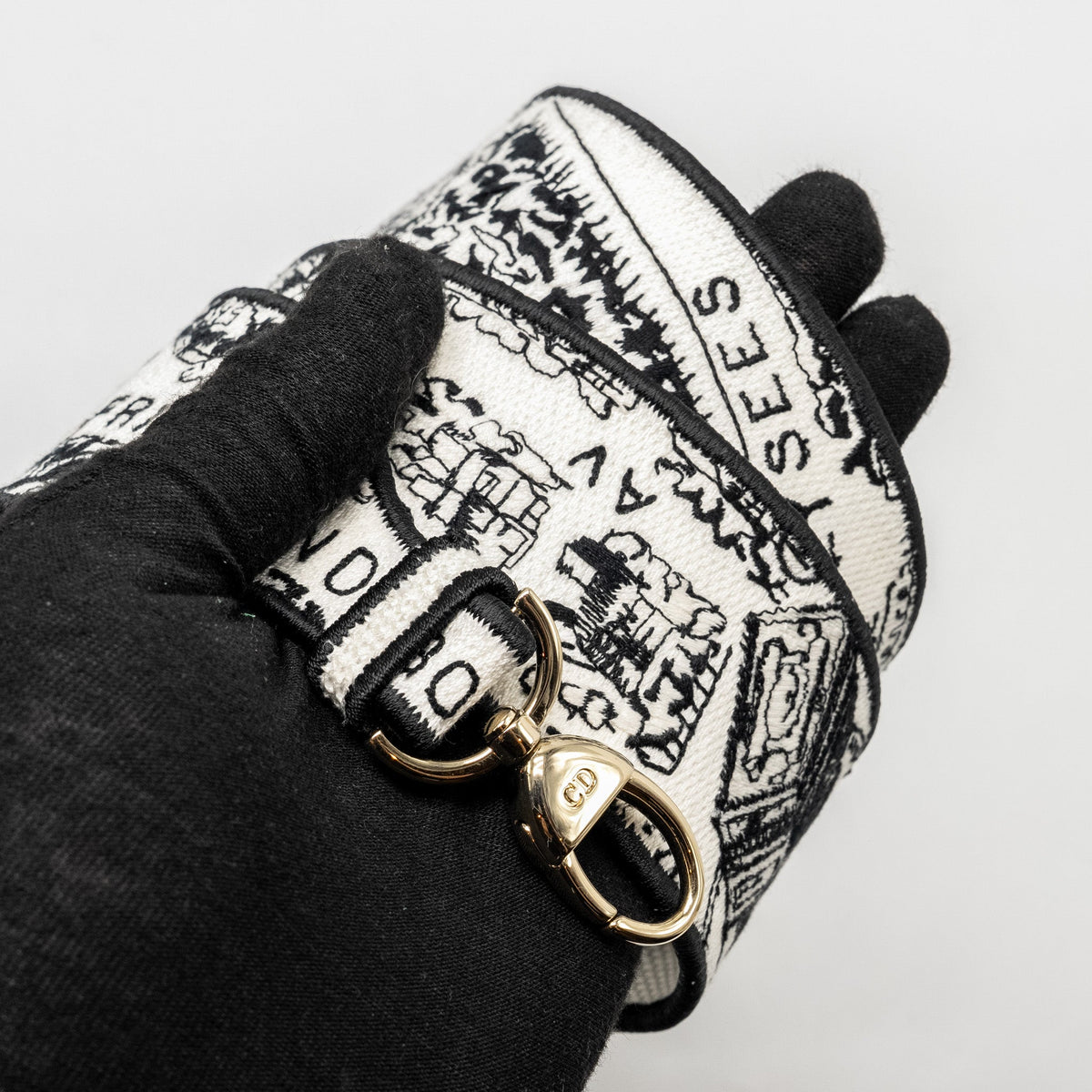 DIOR MEDIUM LADY D-LITE BAG PLAN DE PARIS EMBROIDERY CANVAS BLACK/WHITE LGHW