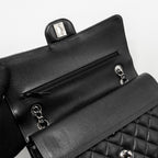 CHANEL MEDIUM CLASSIC DOUBLE FLAP BAG CAVIAR BLACK SHW (MICROCHIP)