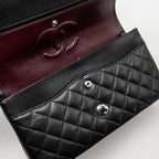 CHANEL MEDIUM CLASSIC DOUBLE FLAP BAG CAVIAR BLACK SHW (MICROCHIP)