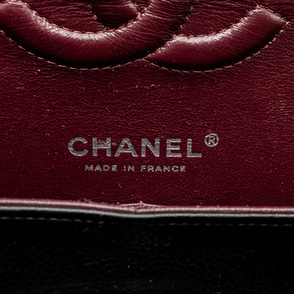 CHANEL MEDIUM CLASSIC DOUBLE FLAP BAG CAVIAR BLACK SHW (MICROCHIP)