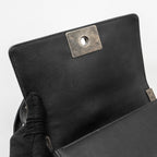 CHANEL SMALL BOY BAG CALFSKIN BLACK RUTHENIUM HARDWARE