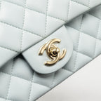 CHANEL TOP HANDLE MINI RECTANGULAR FLAP BAG LAMBSKIN LIGHT BLUE LGHW (MICROCHIP)