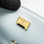 CHANEL TOP HANDLE MINI RECTANGULAR FLAP BAG LAMBSKIN LIGHT BLUE LGHW (MICROCHIP)