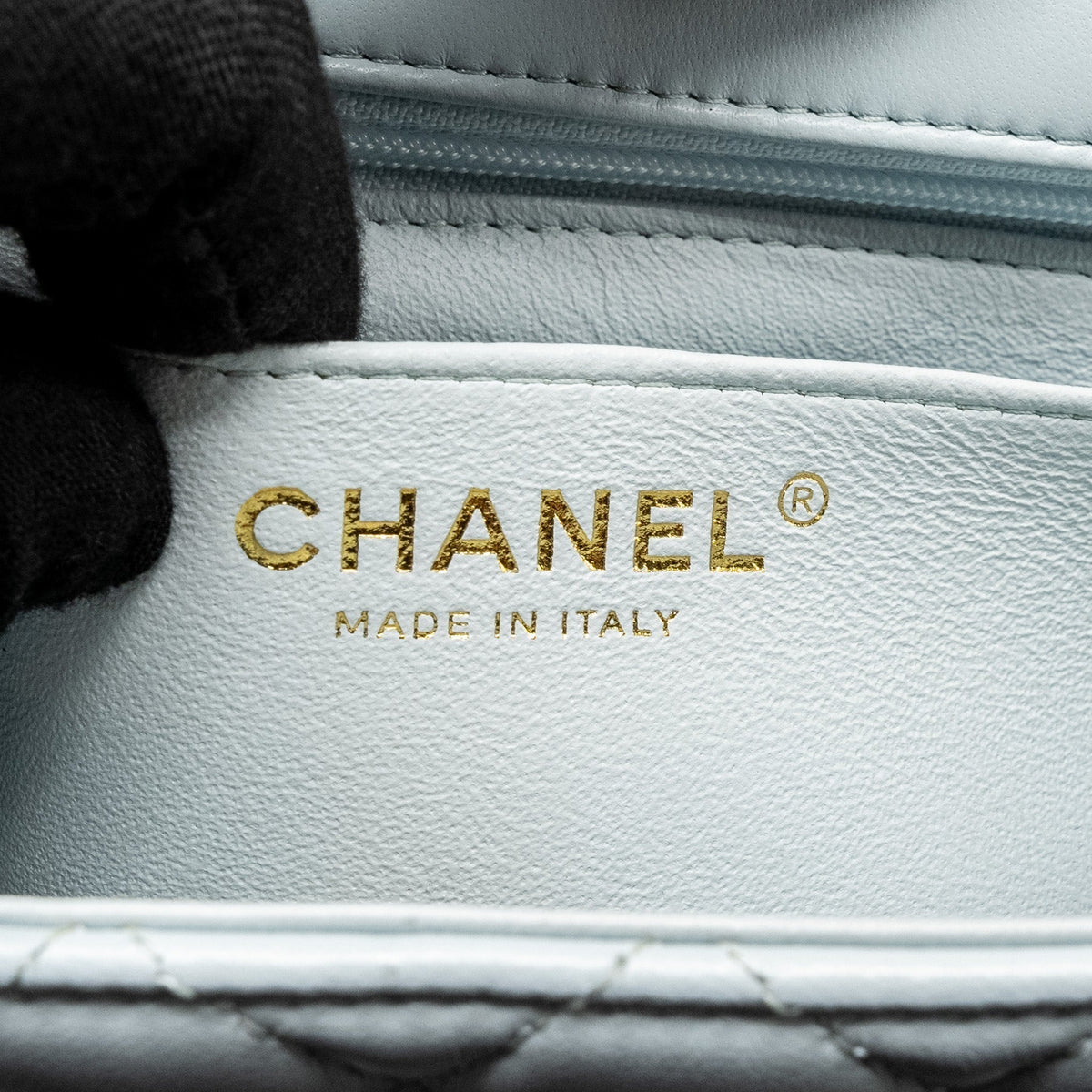 CHANEL TOP HANDLE MINI RECTANGULAR FLAP BAG LAMBSKIN LIGHT BLUE LGHW (MICROCHIP)
