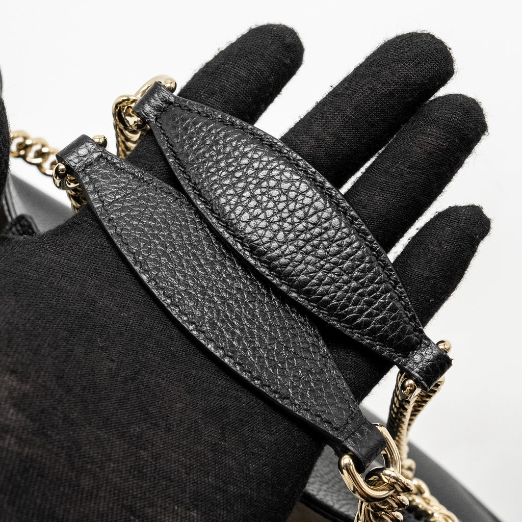 GUCCI INTERLOCKING G SOHO TOTE BAG CALFSKIN BLACK GHW
