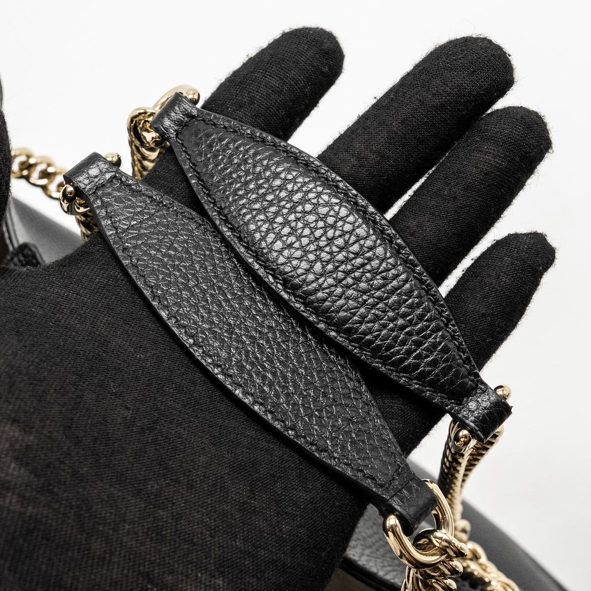 GUCCI INTERLOCKING G SOHO TOTE BAG CALFSKIN BLACK GHW