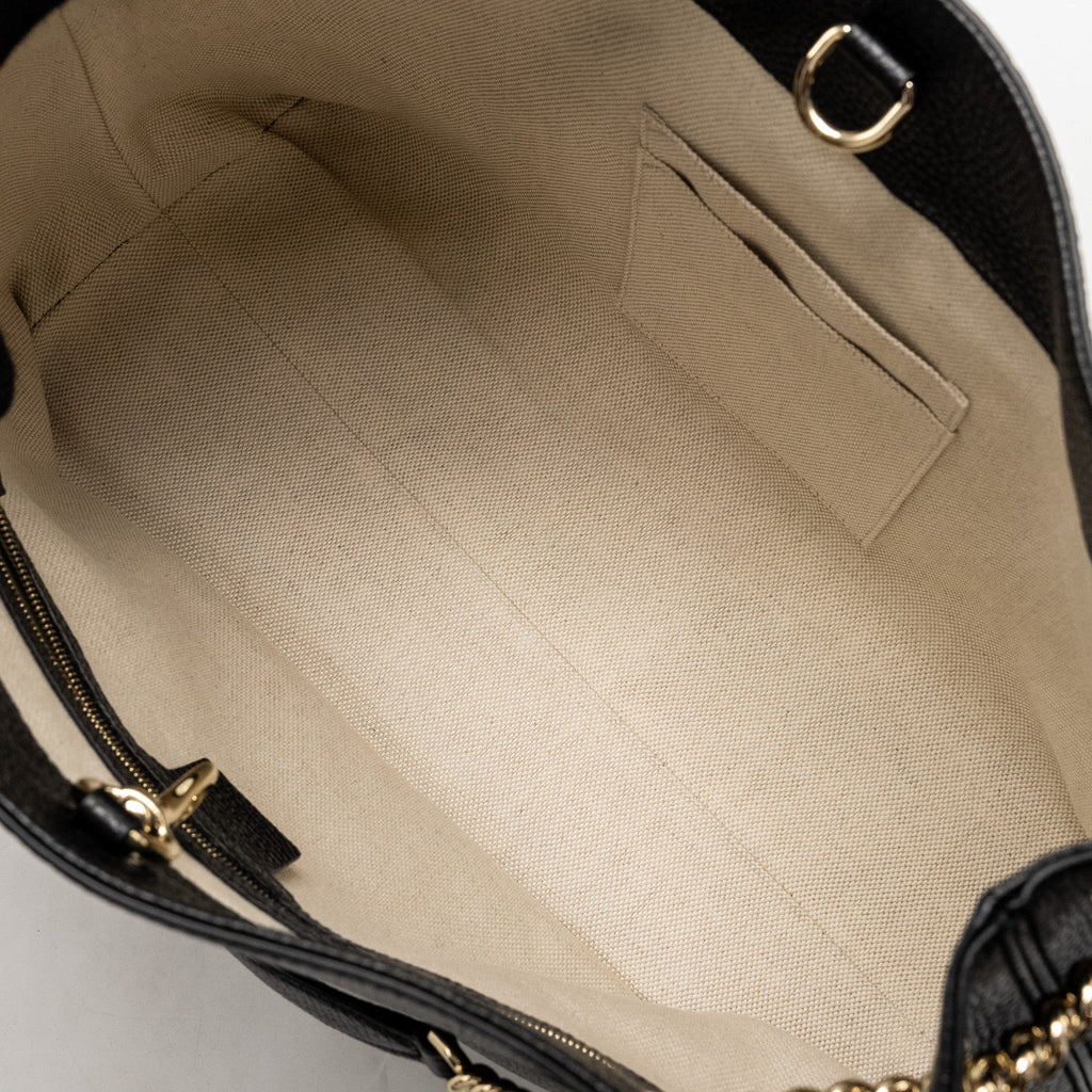 GUCCI INTERLOCKING G SOHO TOTE BAG CALFSKIN BLACK GHW
