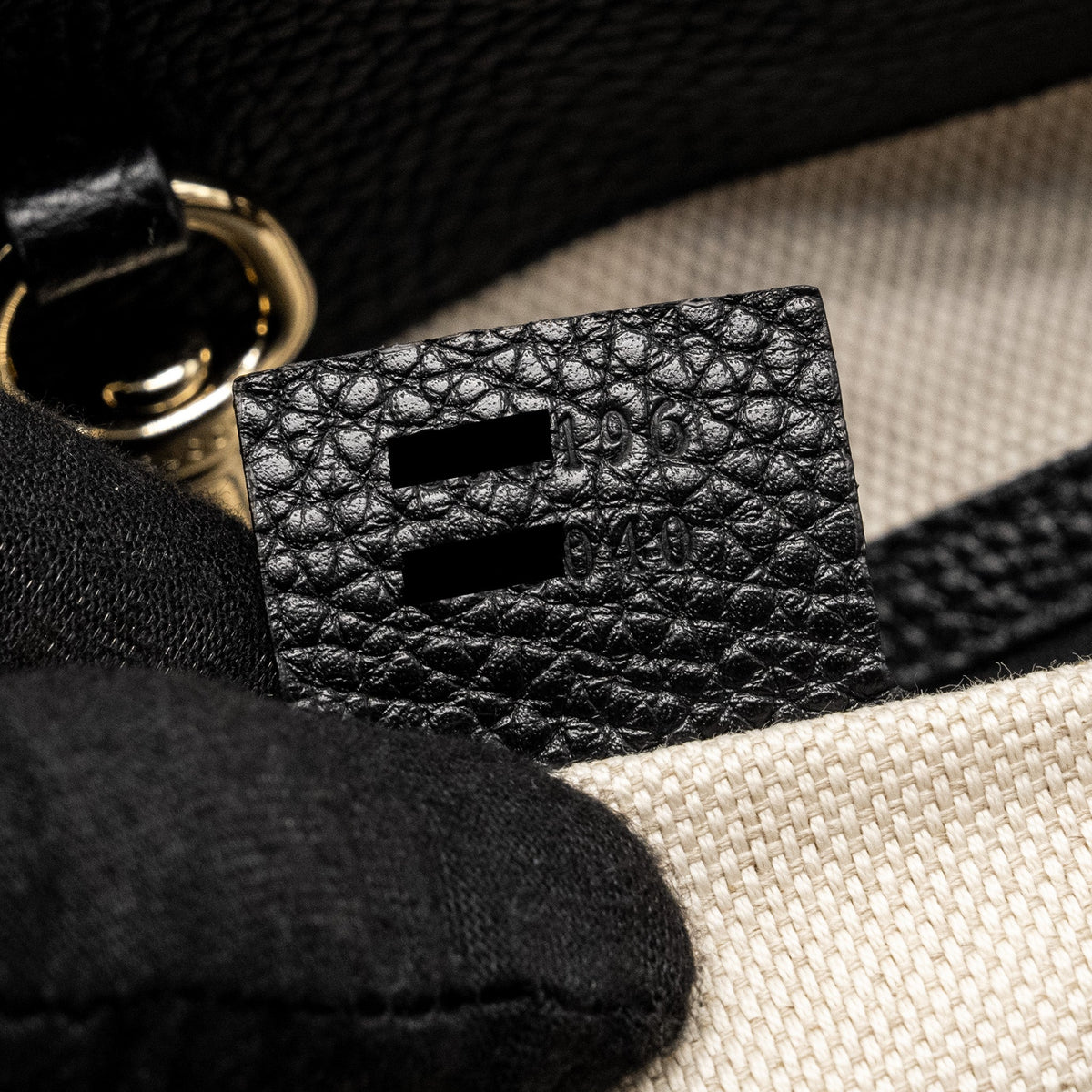 GUCCI INTERLOCKING G SOHO TOTE BAG CALFSKIN BLACK GHW