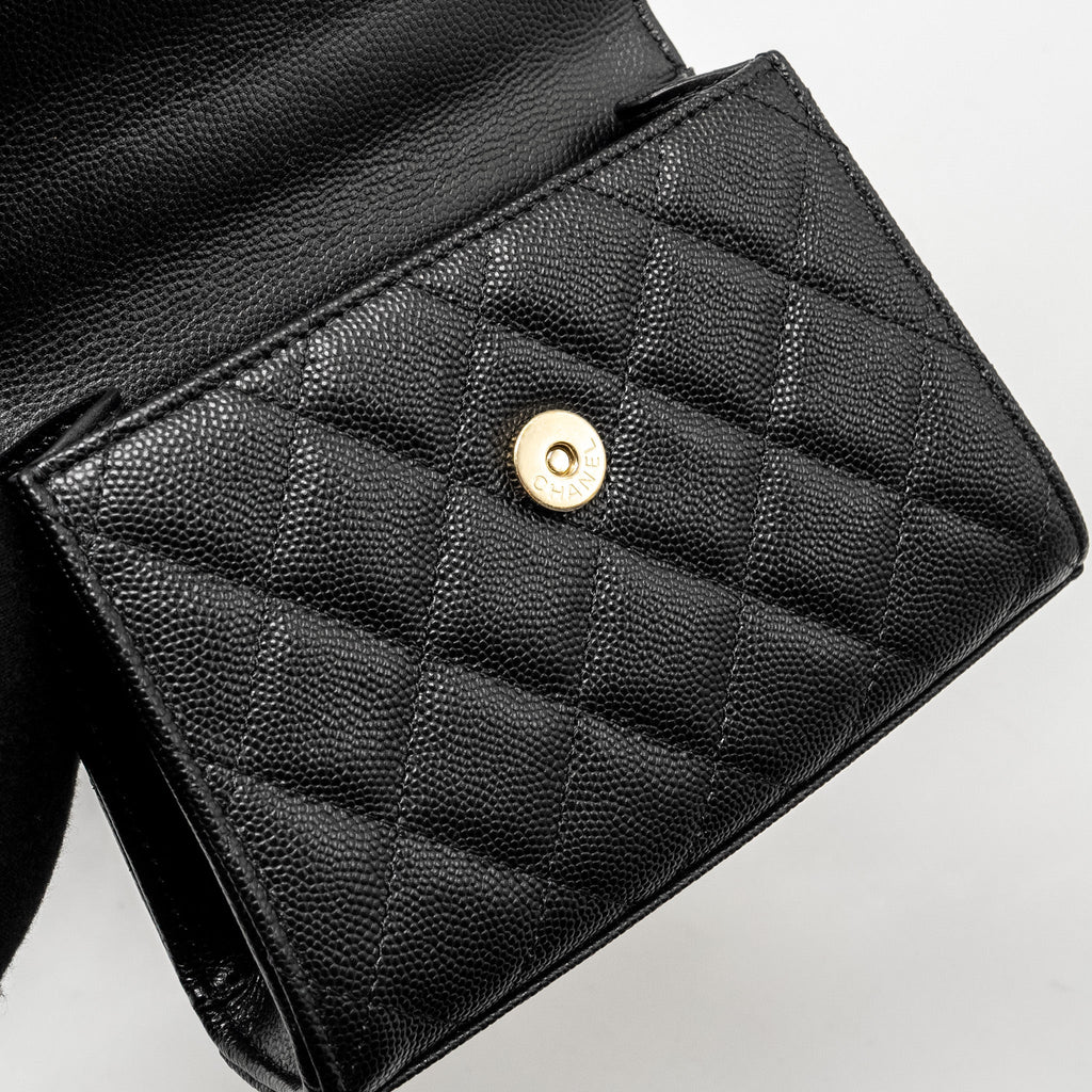 CHANEL TOP HANDLE MINI FLAP BAG WITH CHAIN CAVIAR BLACK LGHW (MICROCHIP)