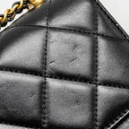 CHANEL GOLD CRUSH MINI FLAP BAG CALFSKIN BLACK GHW (MICROCHIP)