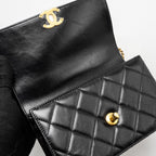 CHANEL GOLD CRUSH MINI FLAP BAG CALFSKIN BLACK GHW (MICROCHIP)