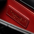 CHANEL GOLD CRUSH MINI FLAP BAG CALFSKIN BLACK GHW (MICROCHIP)