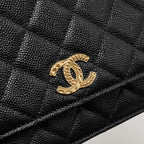 CHANEL DETAILED CC LOGO WALLET ON CHAIN CAVIAR BLACK GHW (MICROCHIP)