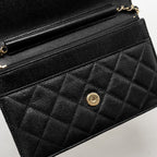 CHANEL DETAILED CC LOGO WALLET ON CHAIN CAVIAR BLACK GHW (MICROCHIP)