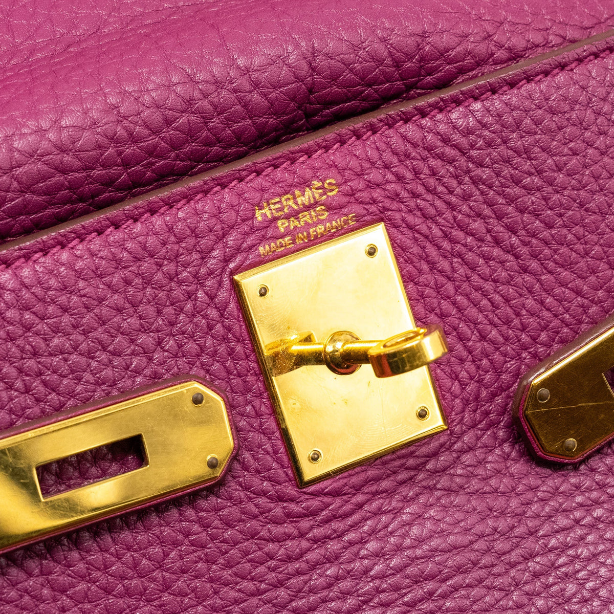 Hermes Kelly 32 Clemence Purple Tosca GHW