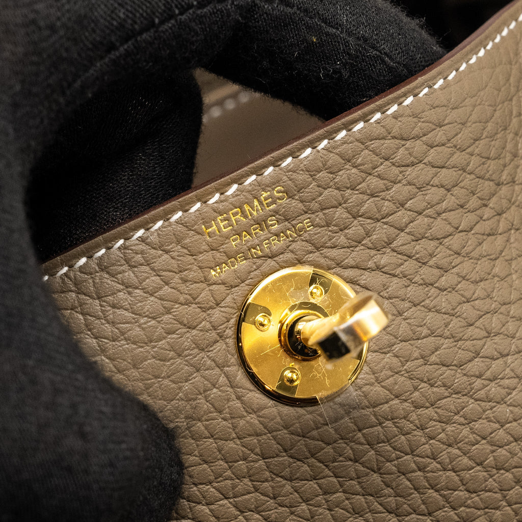 Hermes Mini Lindy II Clemence Etoupe GHW