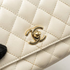 CHANEL MINI COCO HANDLE CAVIAR WHITE LGHW (MICROCHIP)