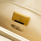 CHANEL MINI COCO HANDLE CAVIAR WHITE LGHW (MICROCHIP)