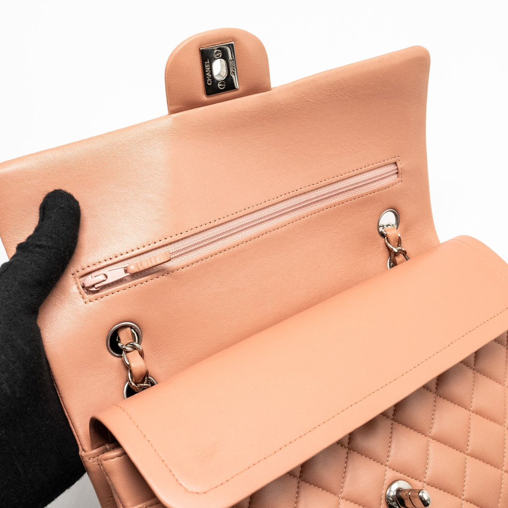 CHANEL MEDIUM CLASSIC DOUBLE FLAP BAG LAMBSKIN PINK SHW (MICROCHIP)