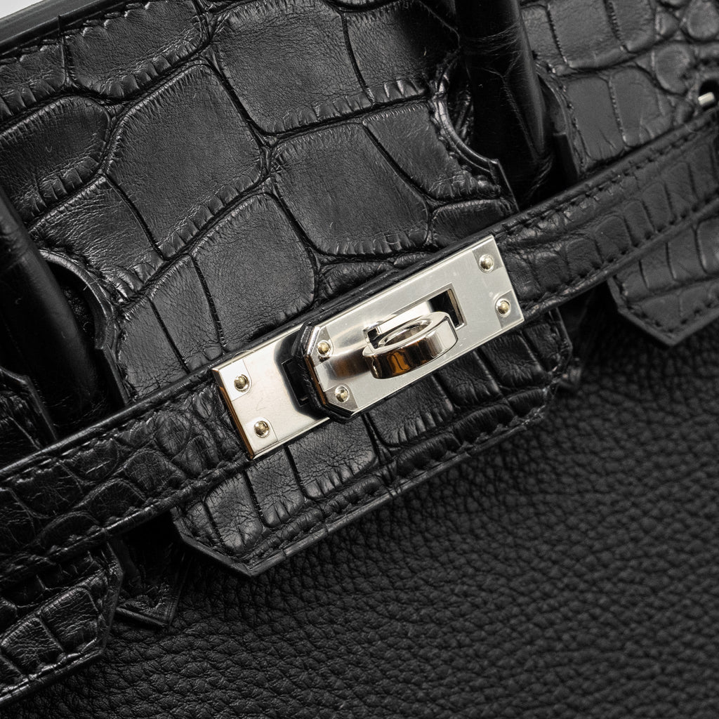 Hermes Birkin 25 Touch Togo/Alligator Mississippiensis Mat Black SHW