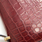 HERMES CONSTANCE ELAN ALLIGATOR BURGUNDY LIZARD GOLD HARDWARE