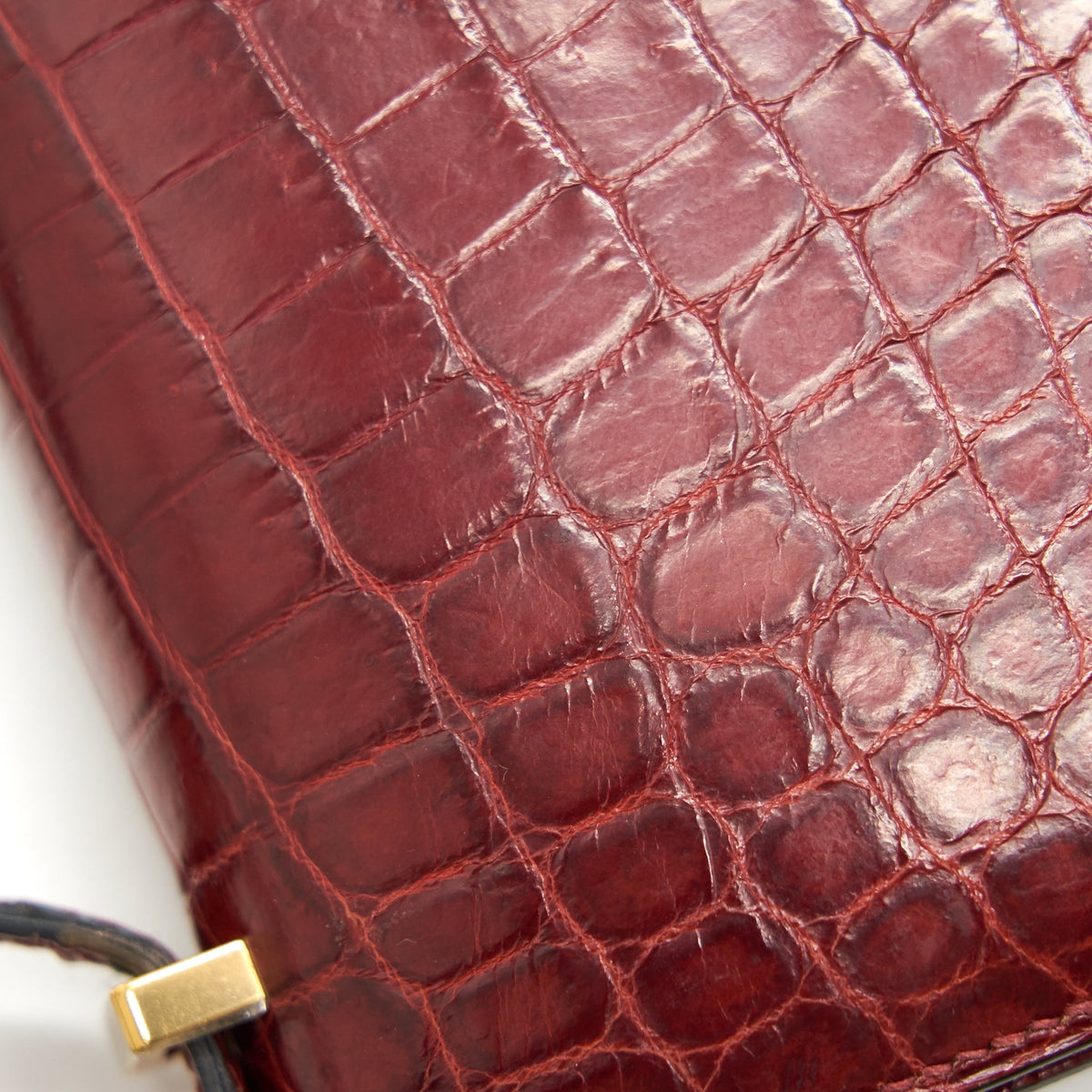 HERMES CONSTANCE ELAN ALLIGATOR BURGUNDY LIZARD GOLD HARDWARE