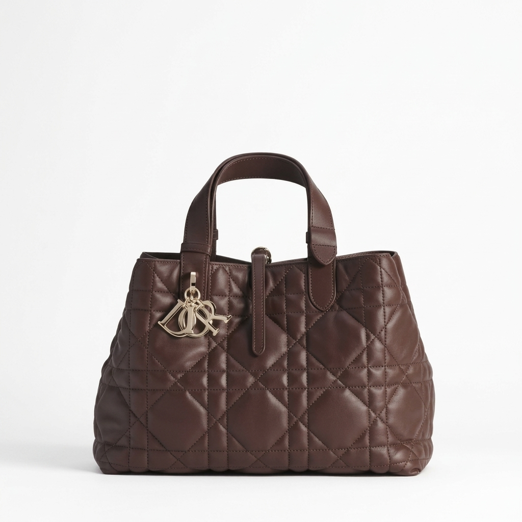 DIOR MEDIUM DIOR TOUJOURS TOTE BAG CALFSKIN CHOCOLATE BROWN