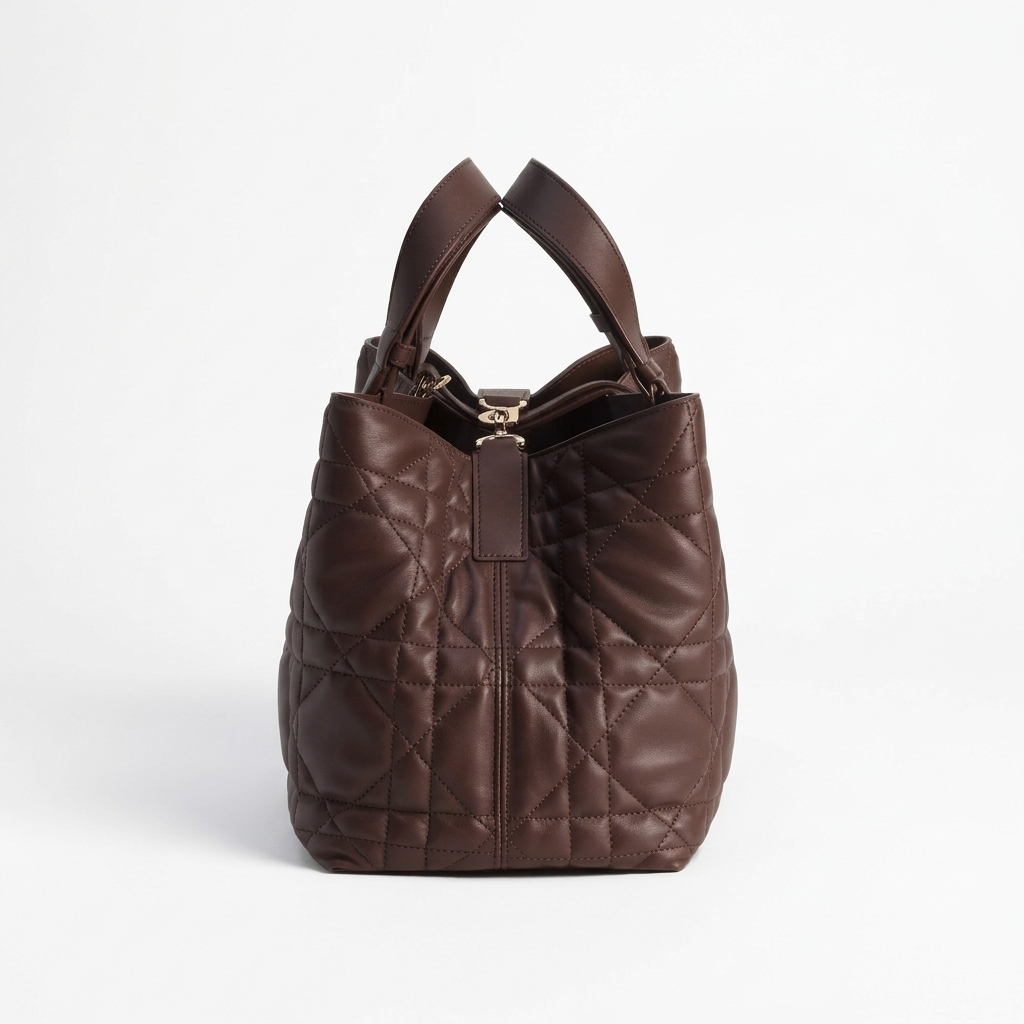 DIOR MEDIUM DIOR TOUJOURS TOTE BAG CALFSKIN CHOCOLATE BROWN