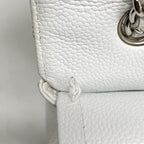 CHANEL MEDIUM CLASSIC DOUBLE FLAP BAG CAVIAR WHITE SHW